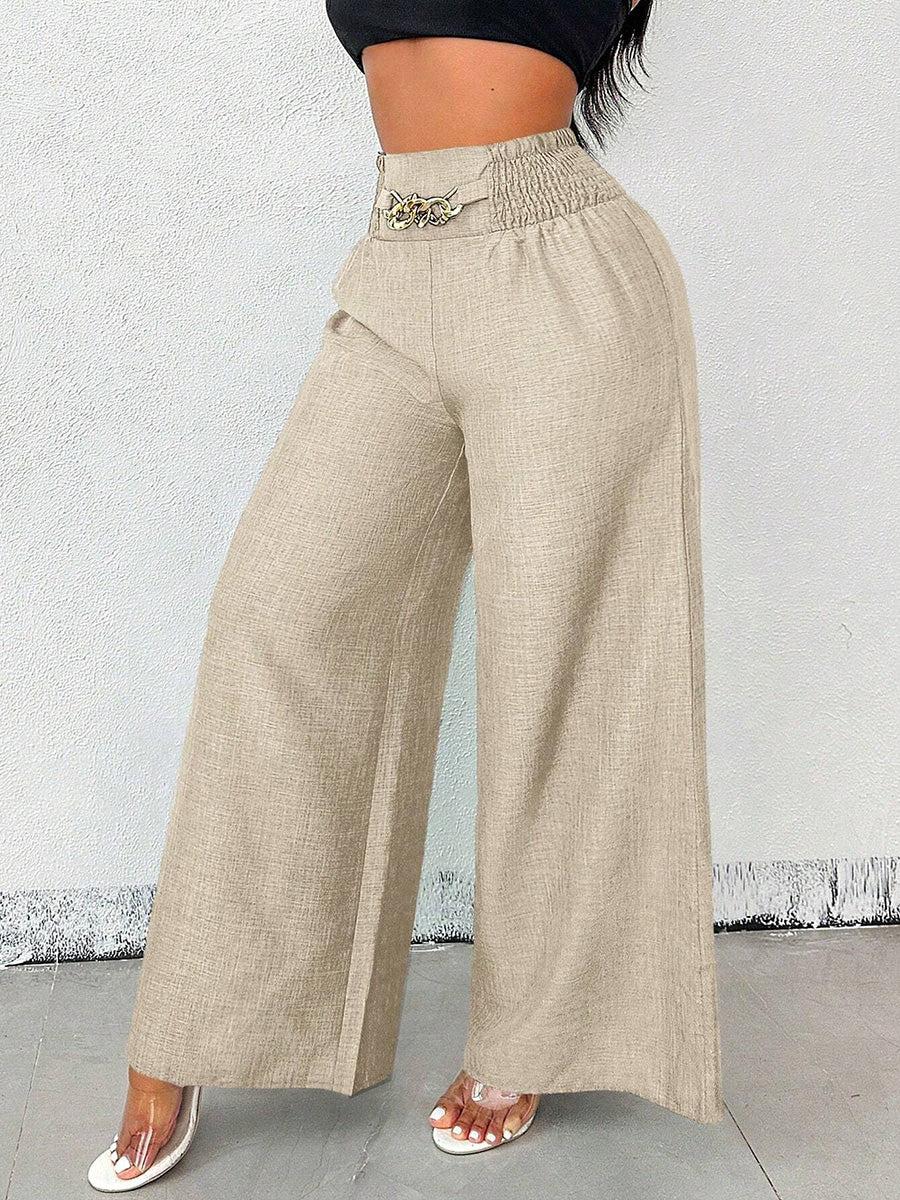 High-Waist Elastic Relaxed Pants