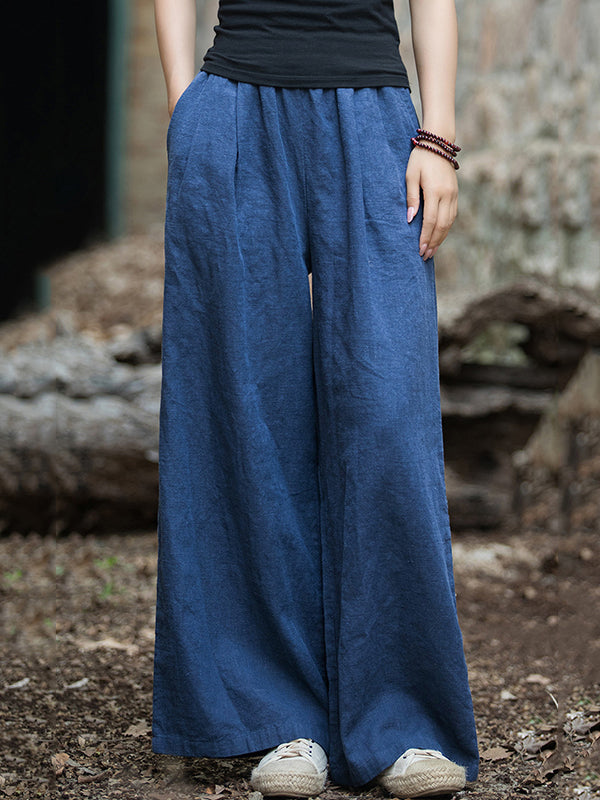 Wide-Leg Elastic Pants