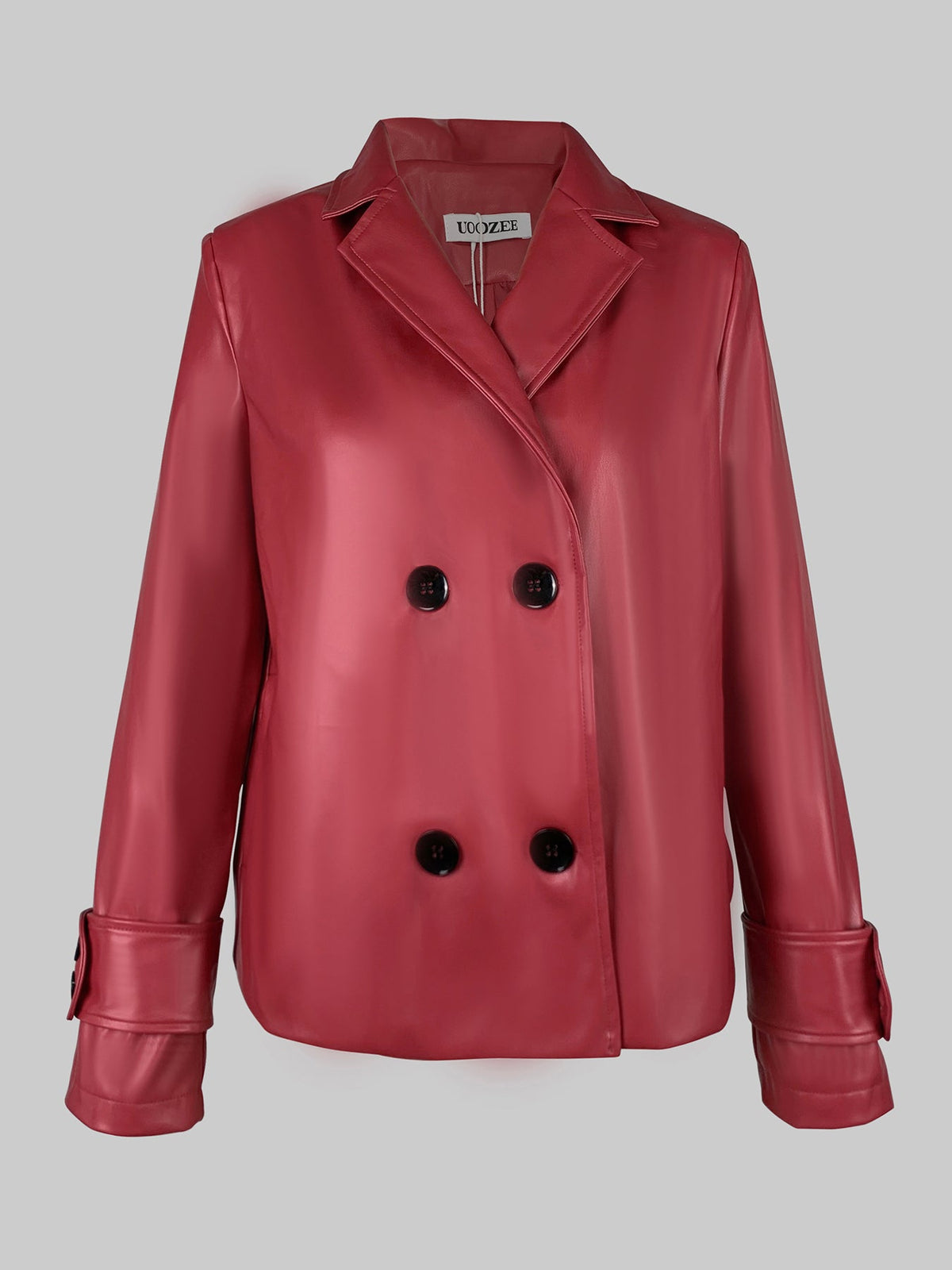 Notch-Collar Button-Detail Long-Sleeve Jacket