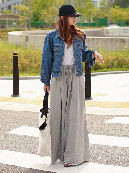 Wide-Leg Elastic Relaxed Pants