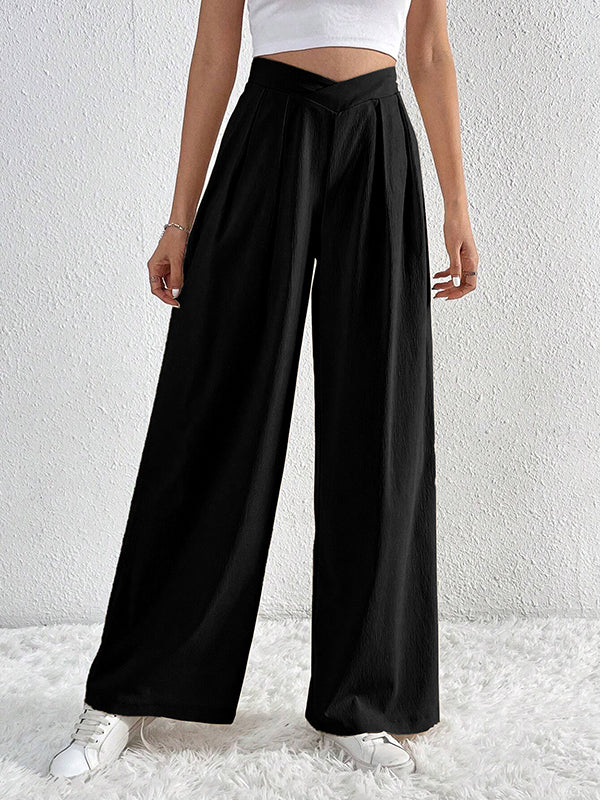 Wide-Leg Pleated Relaxed Pants