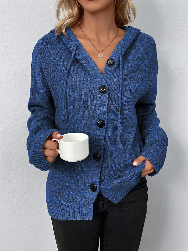 Hooded Button-Detail Cardigan