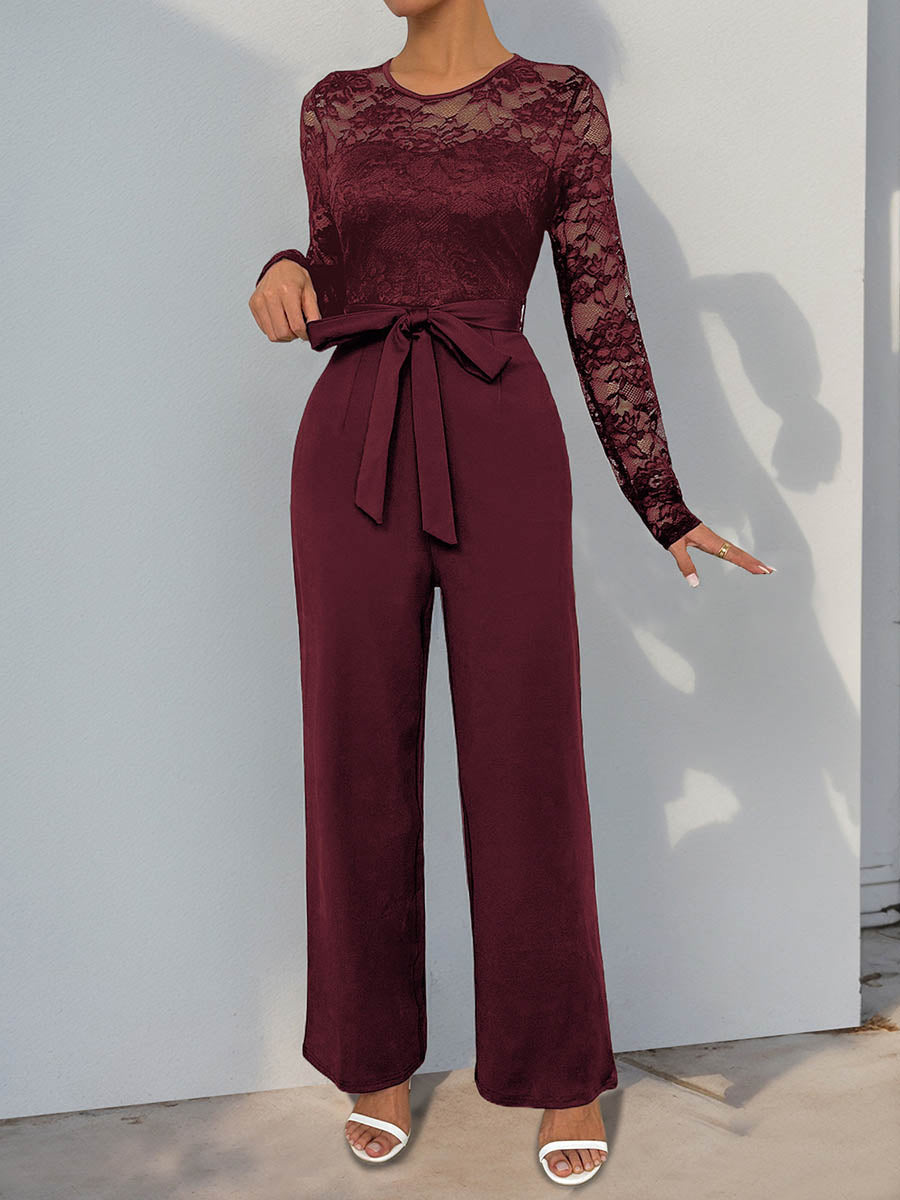 High-Waist Round-Neck Jumpsuit
