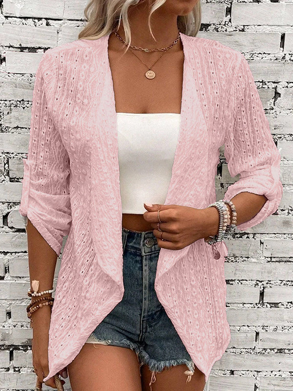 Button-Detail Long-Sleeve Cut-Out Relaxed Jacket