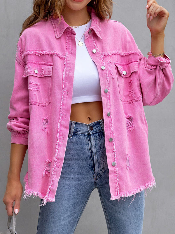 Fringe Pocket Long-Sleeve Relaxed Jacket
