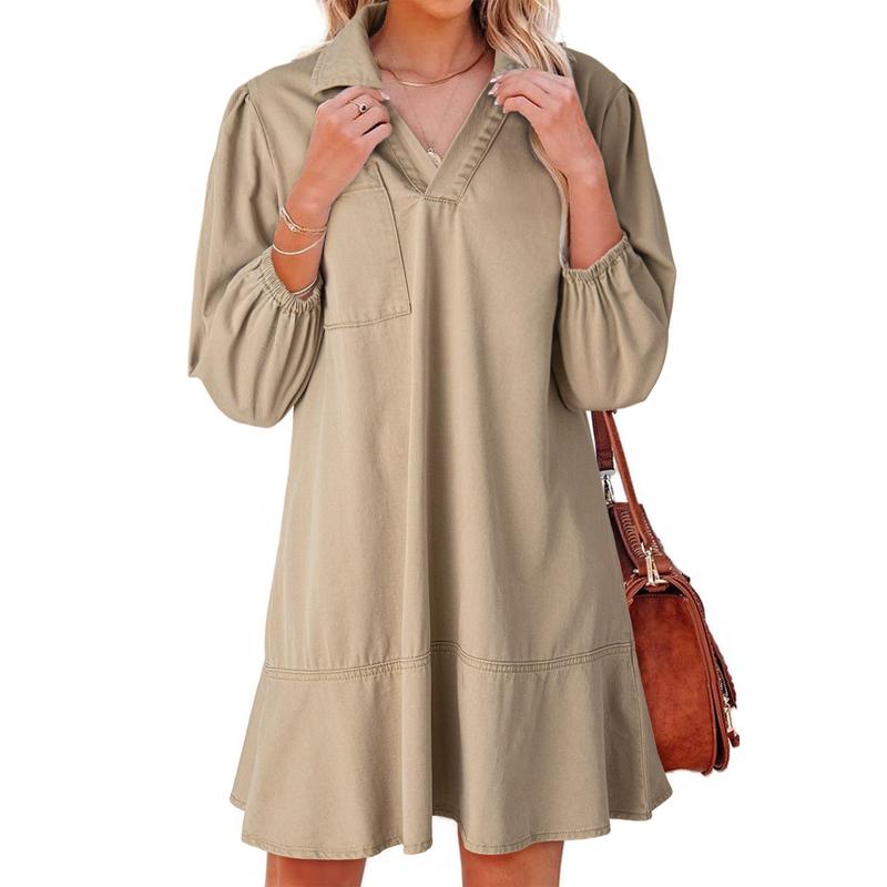 Layla | Soft Washed Denim Puff Sleeve Dress