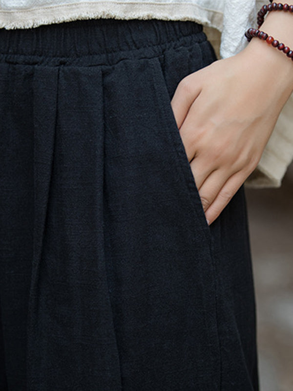 Wide-Leg Elastic Pants