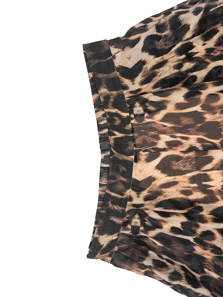 Leopard Print Gradient High-Waist Relaxed Pants