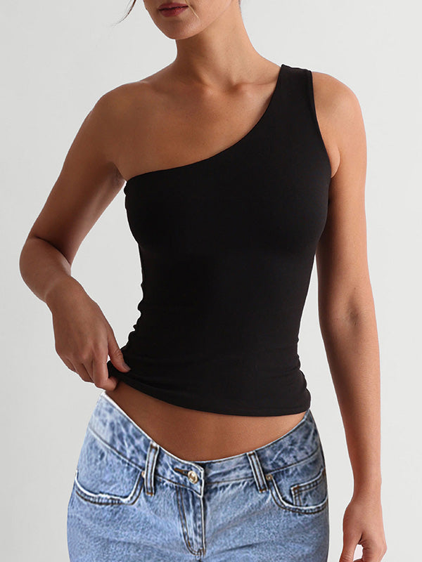 One-Shoulder Sleeveless Vest