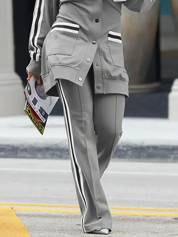 Striped High-Waist Pants