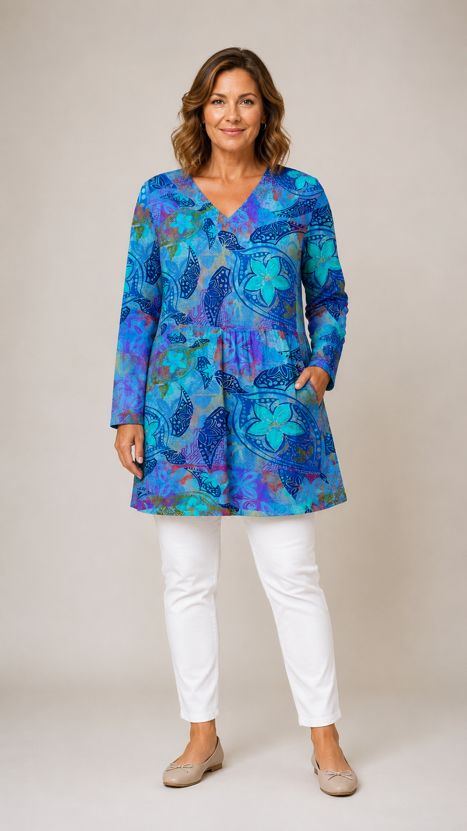 April | Long V-Neck Blouse