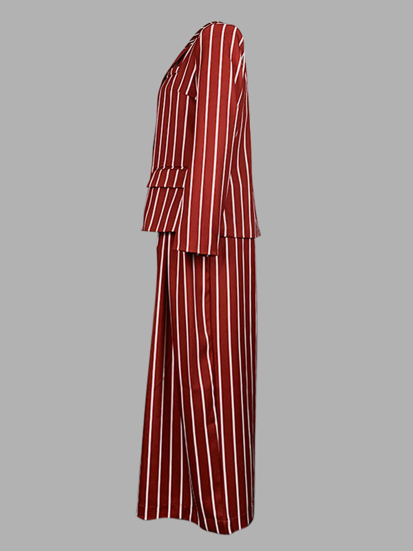 Striped Wide-Leg Relaxed Pants