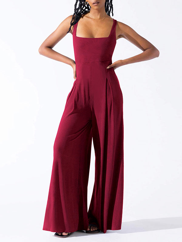 Pleated Sleeveless Relaxed Jumpsuit