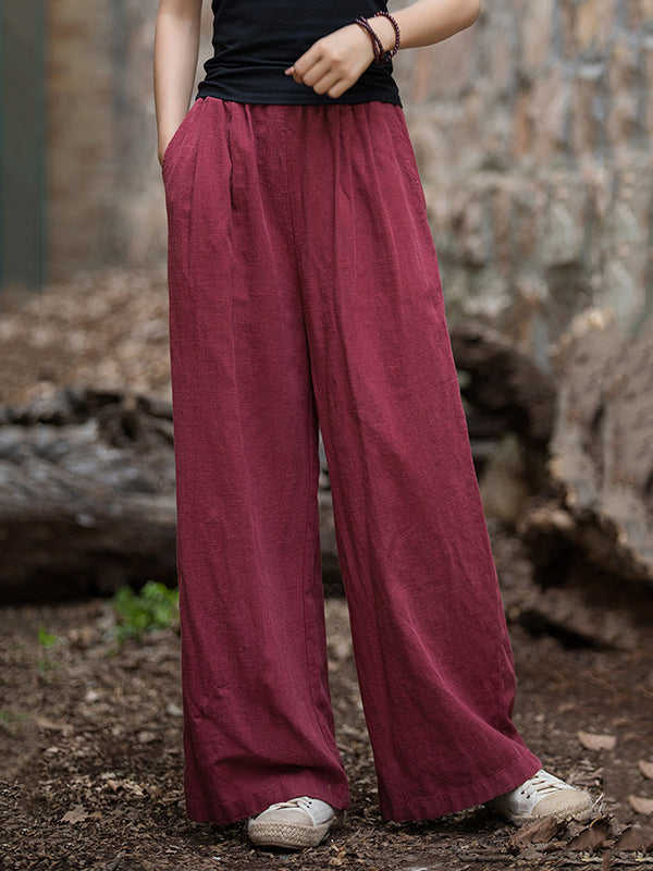 Wide-Leg Elastic Pants
