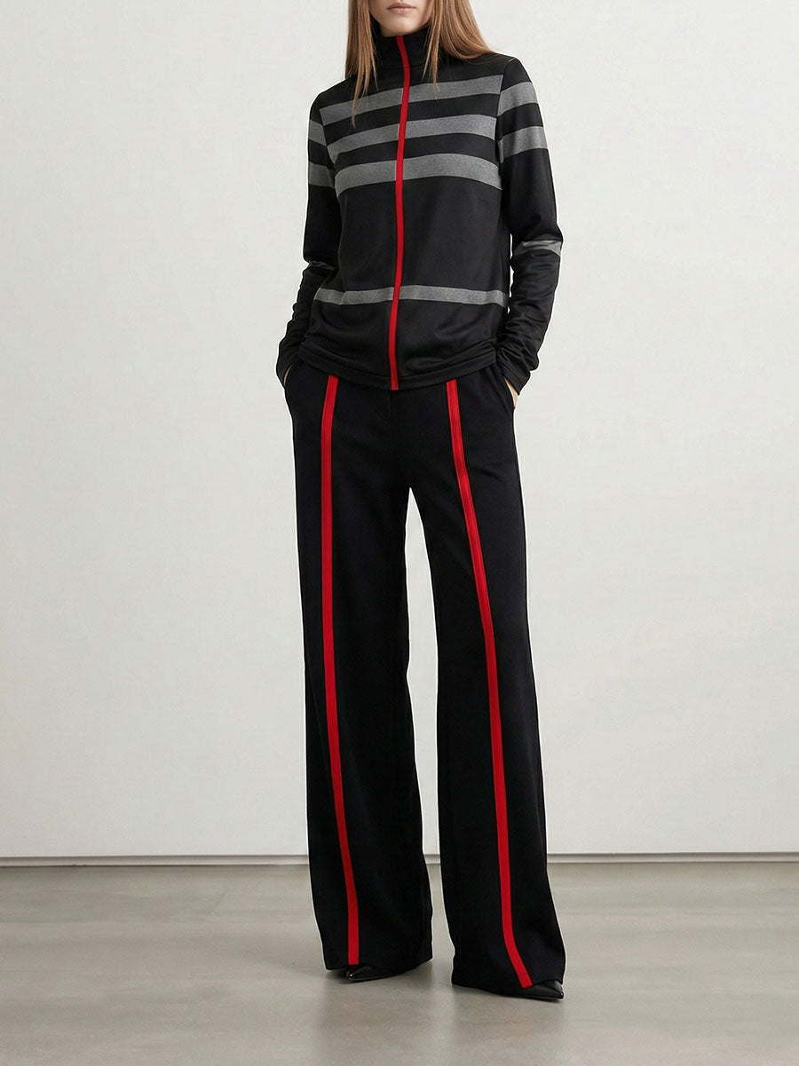Striped Wide-Leg Relaxed Pants