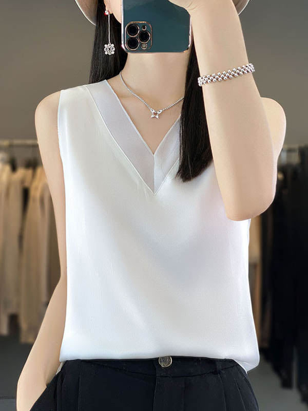 V-Neck Sleeveless Relaxed Vest
