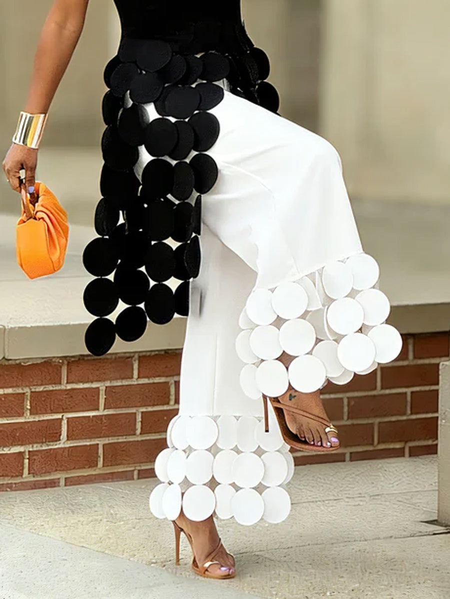 Wide-Leg Fringe Pants