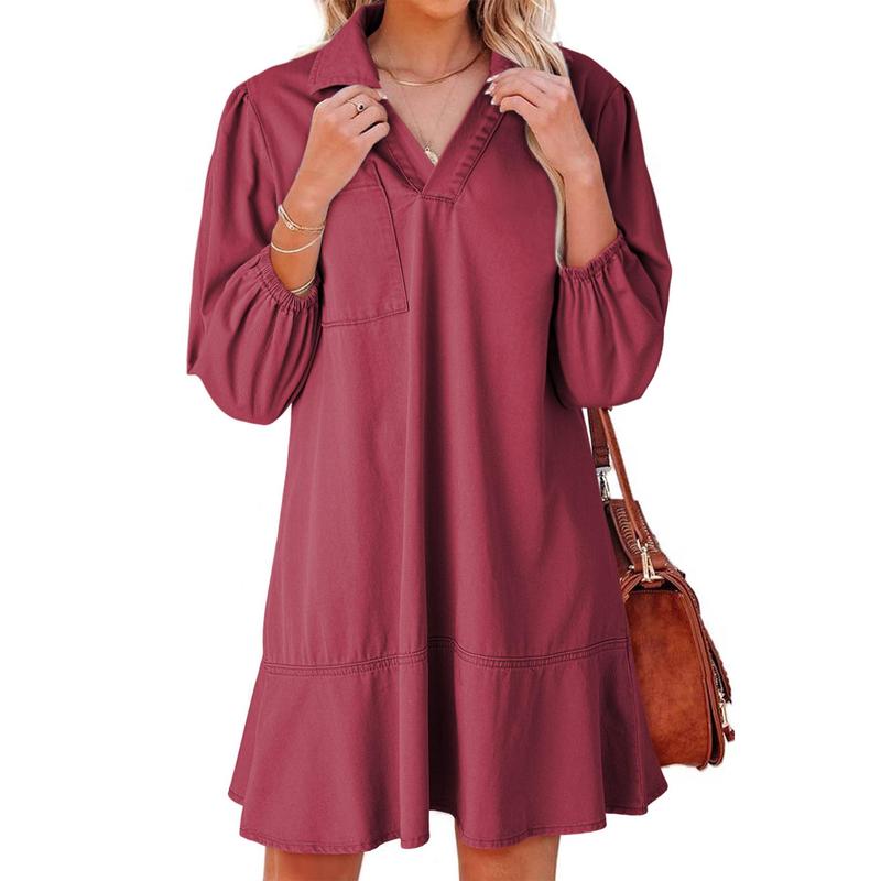 Layla | Soft Washed Denim Puff Sleeve Dress