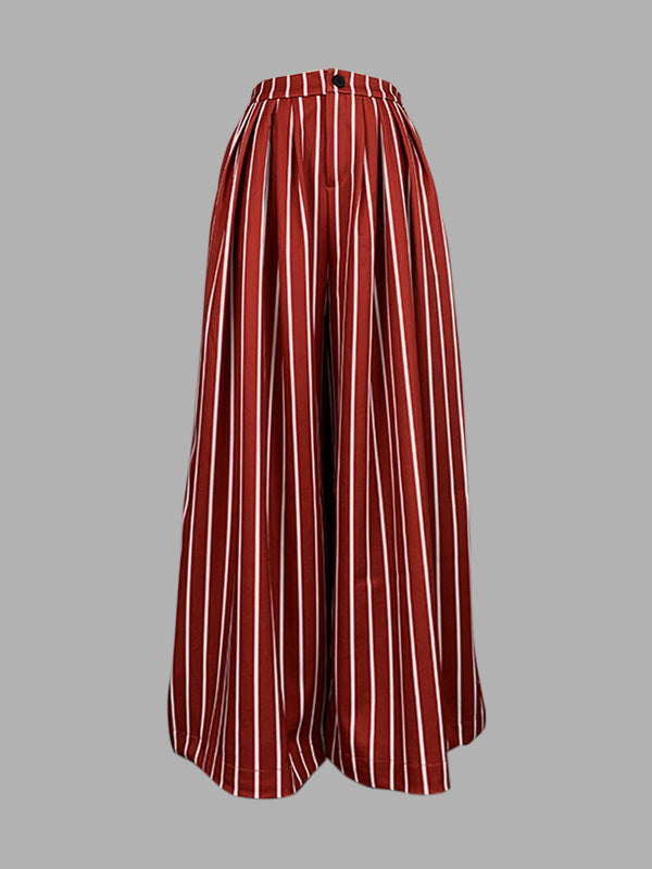 Striped Wide-Leg Relaxed Pants