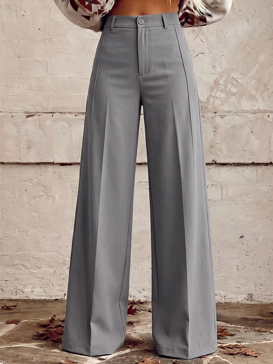 Printed High-Waist Plus Size Button-Detail Pants