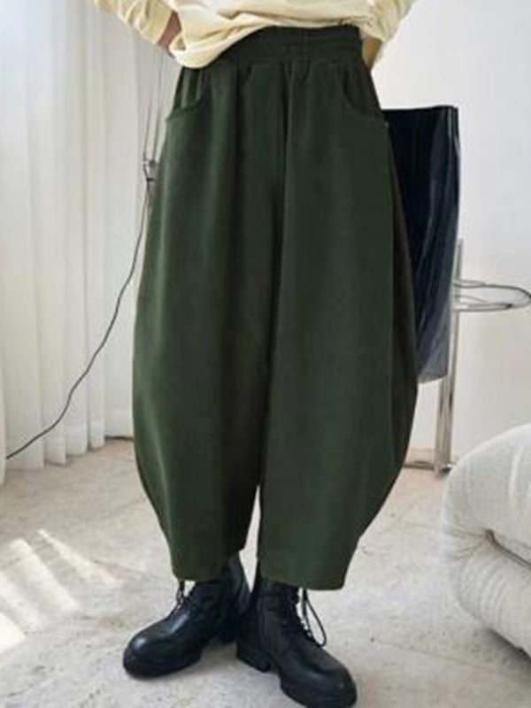 Wide-Leg Harem Elastic Pants