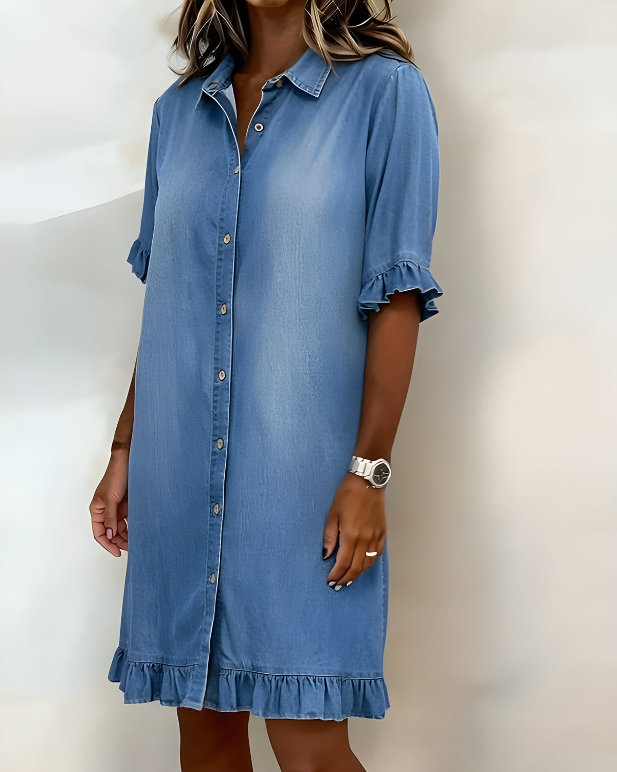 Katie | Effortlessly Ruched Denim Dress