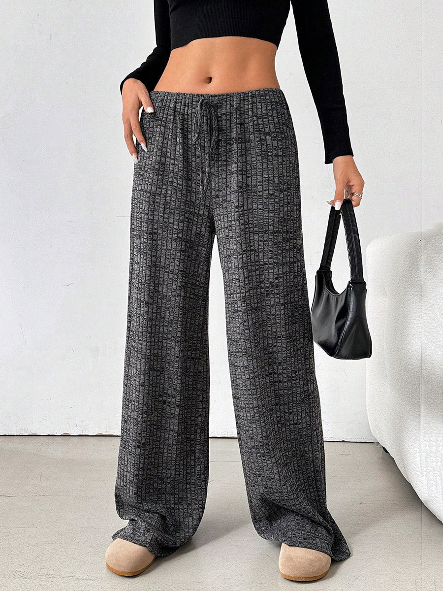 Striped High-Waist Drawstring Contrast Pants