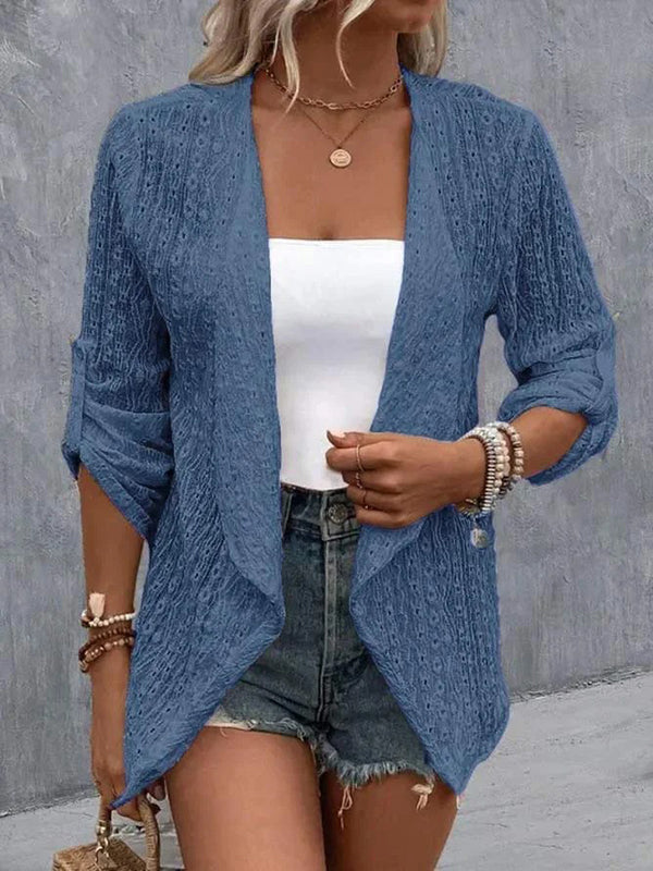 Button-Detail Long-Sleeve Cut-Out Relaxed Jacket
