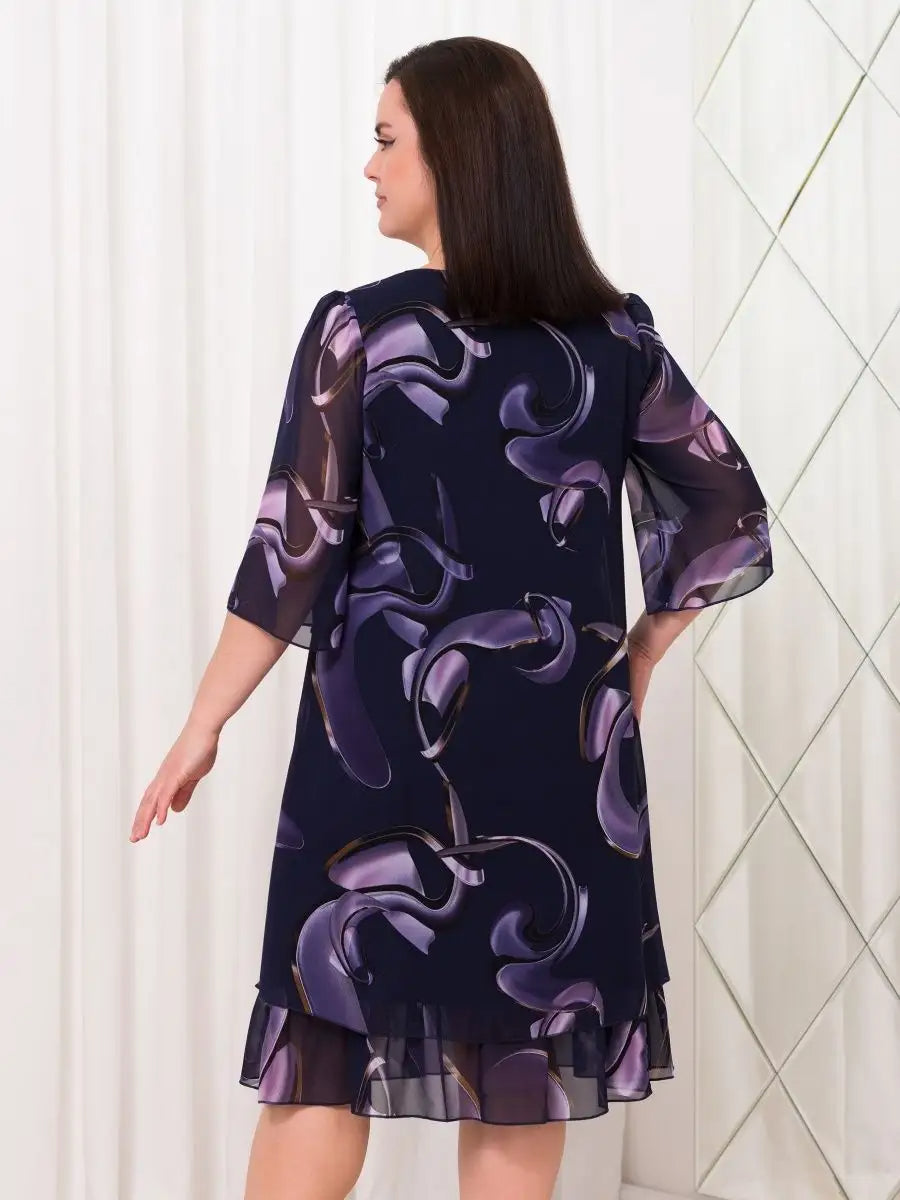 Emma | Midnight Swirl Chiffon Dress