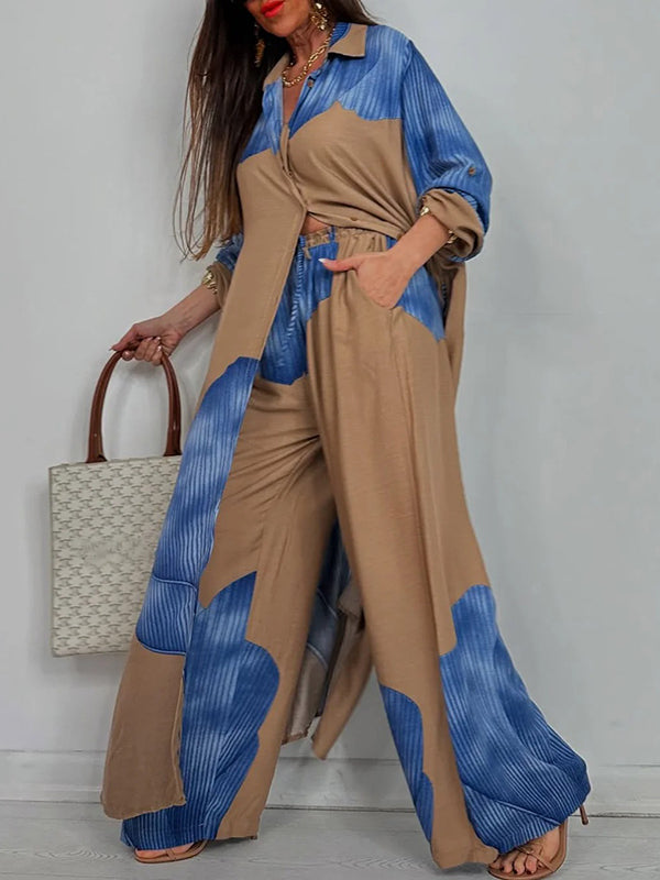 Floral Wide-Leg High-Waist Drawstring Pants
