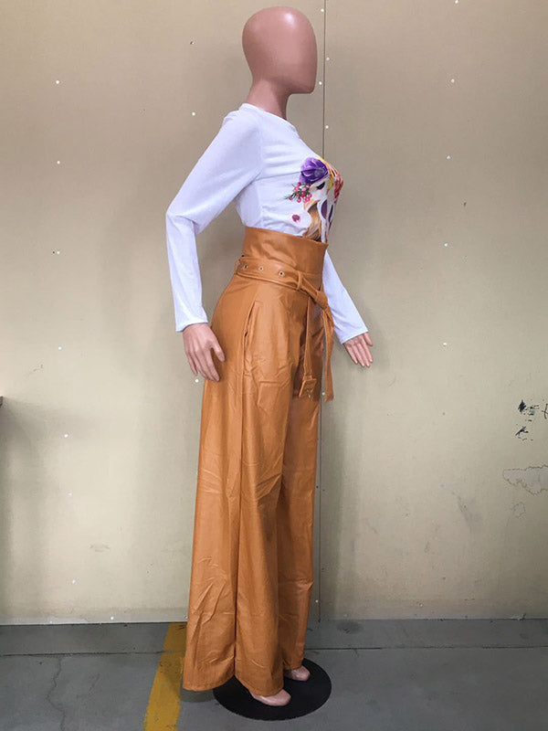 Wide-Leg High-Waist Zip Belted Belt