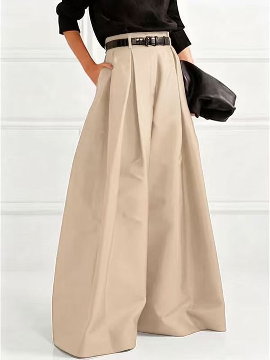 Wide-Leg Pleated Pants