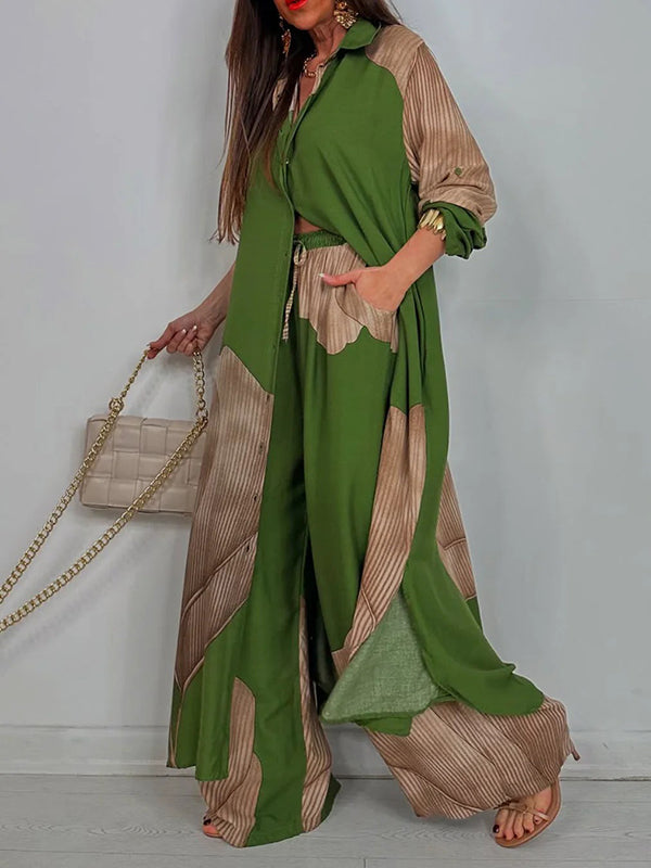 Floral Wide-Leg High-Waist Drawstring Pants