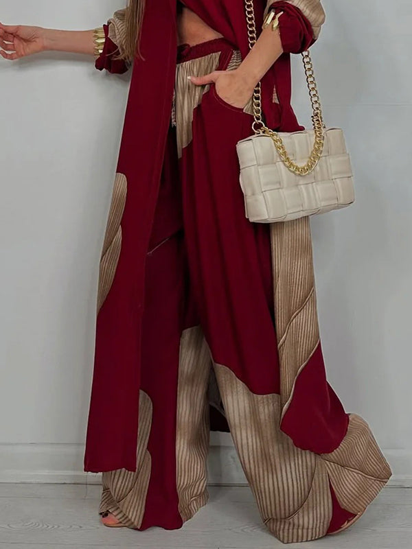 Floral Wide-Leg High-Waist Drawstring Pants