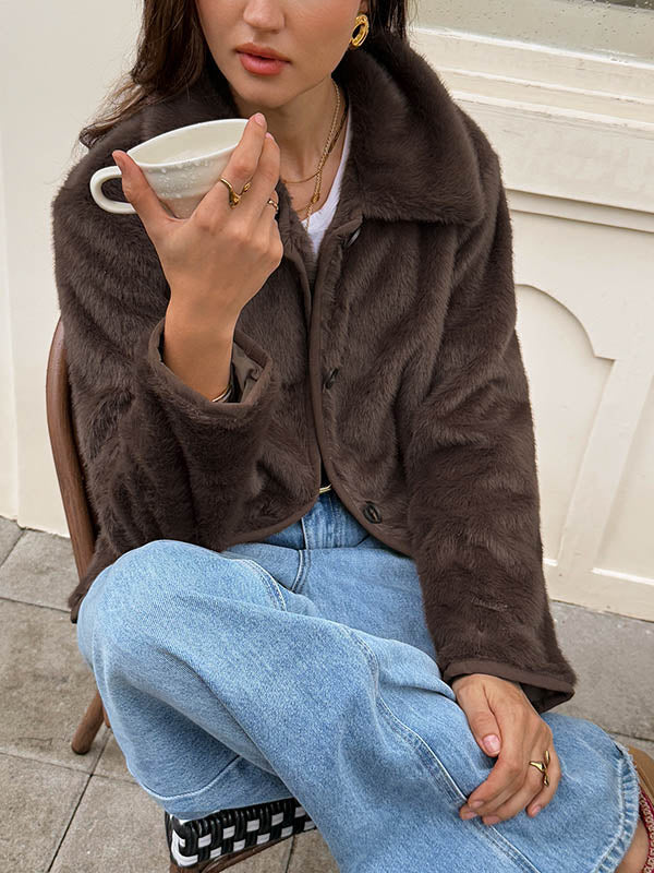Button-Detail Pocket Long-Sleeve Relaxed Jacket