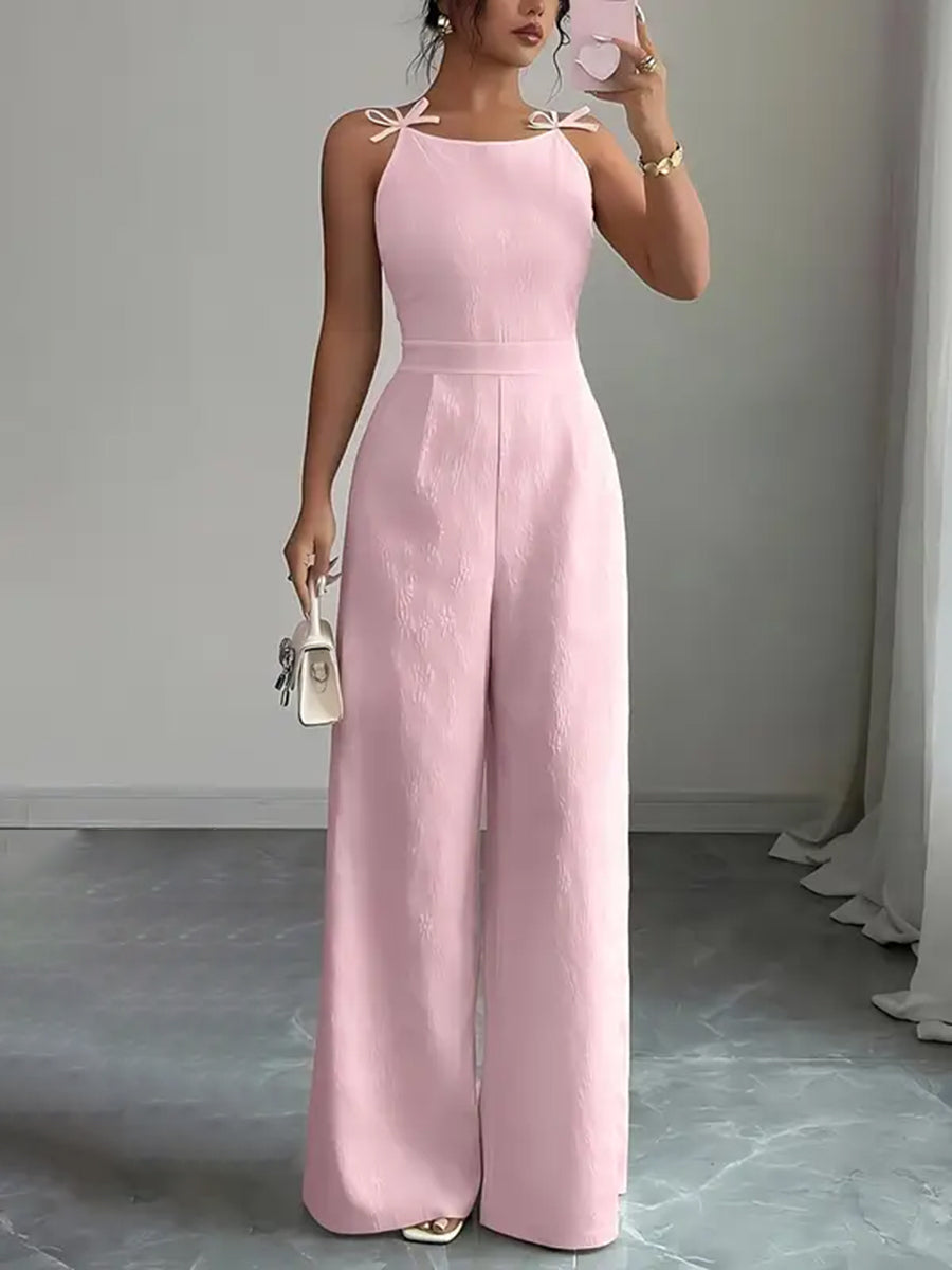 Wide-Leg Zip Sleeveless Jumpsuit