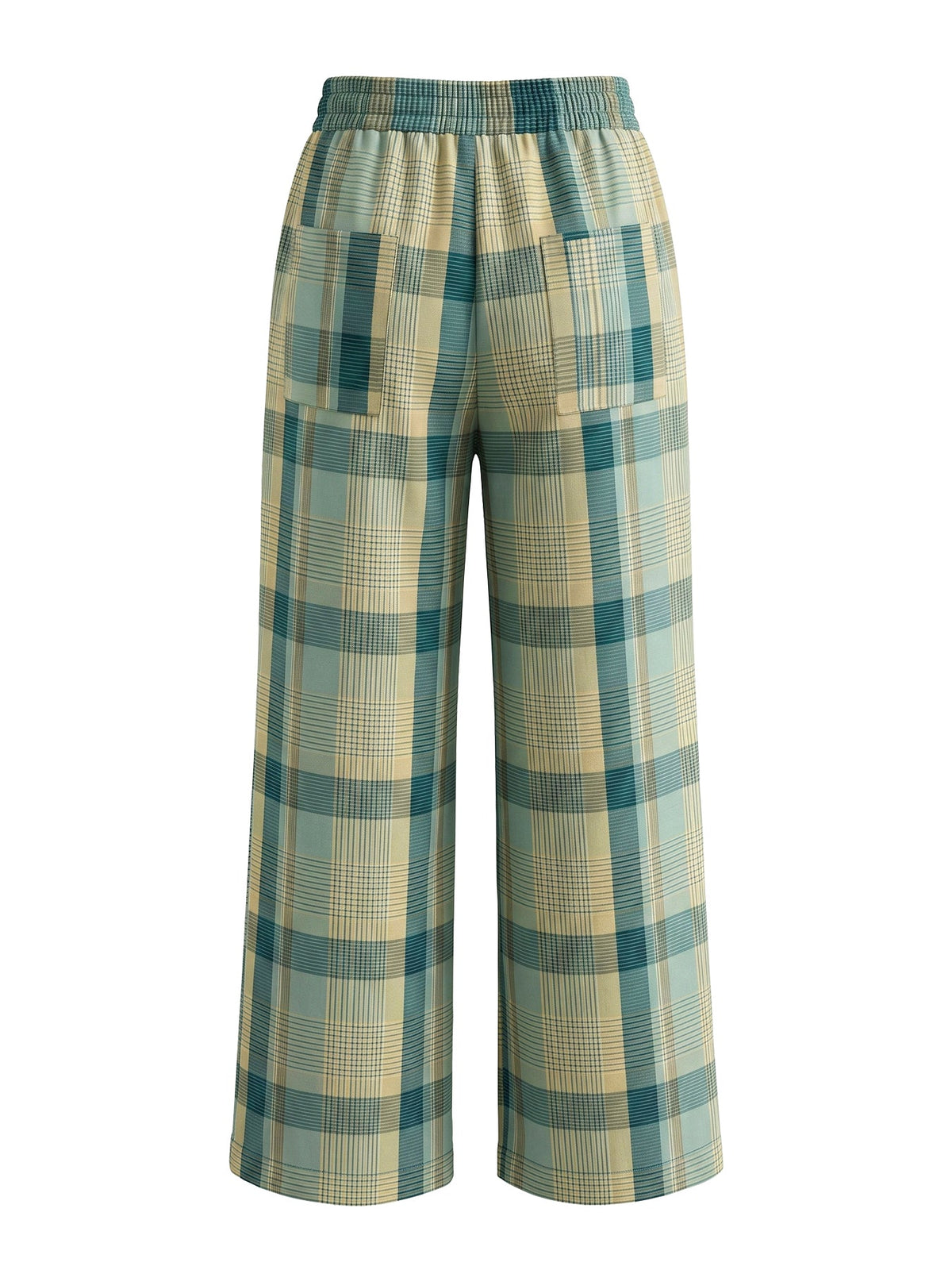 Checked Wide-Leg Pocket Relaxed Pants