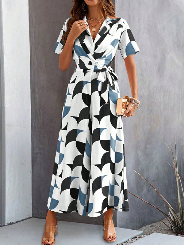 High-Waist V-Neck Button-Detail Relaxed Jumpsuit