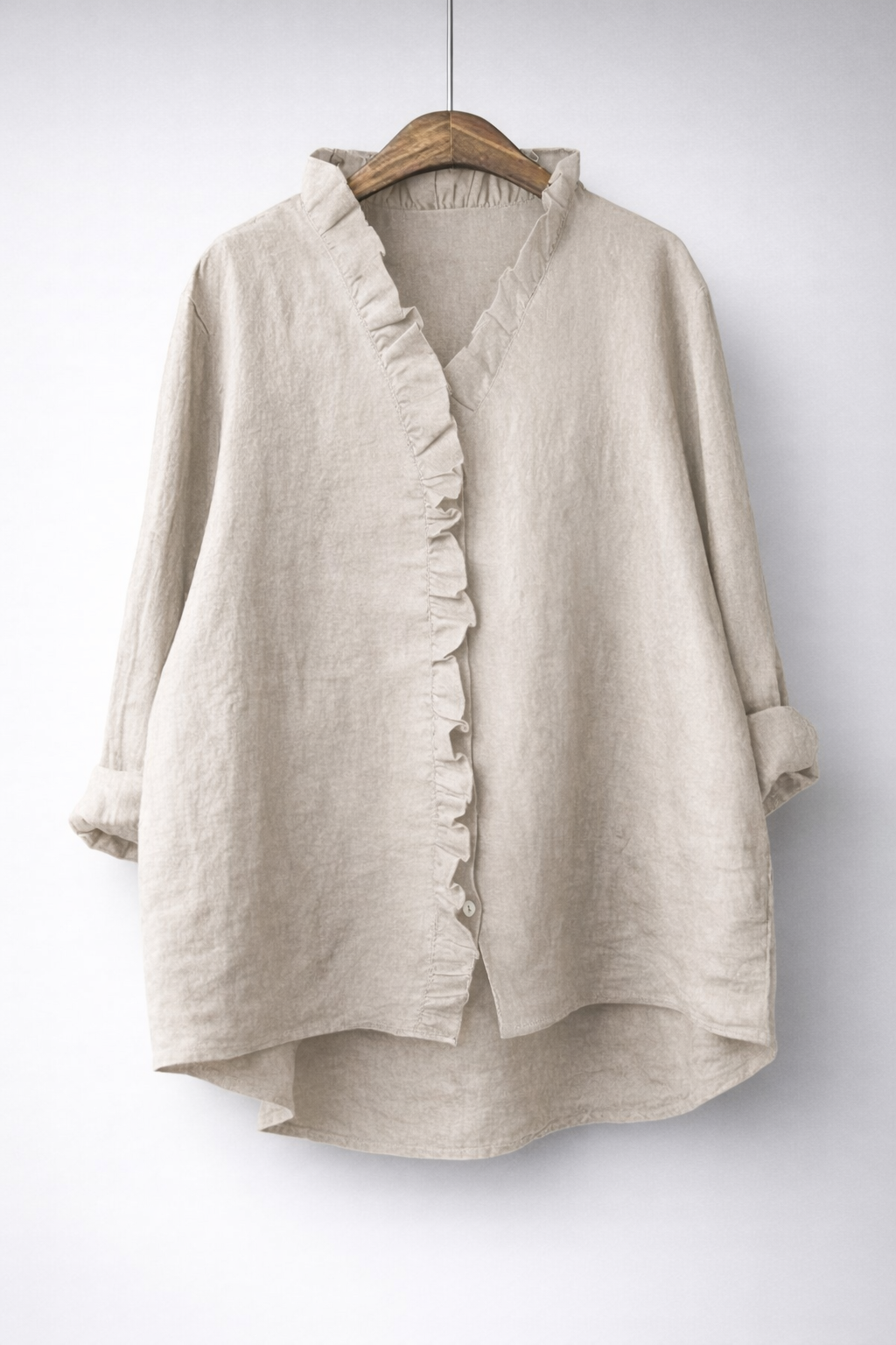 Luisa | Ruffled Linen Blend Shirt