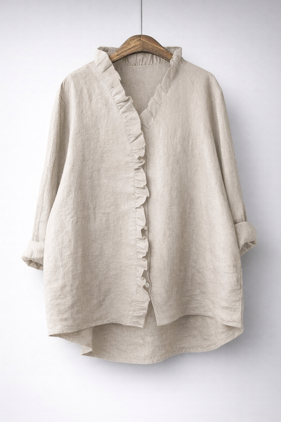 Luisa | Ruffled Linen Blend Shirt