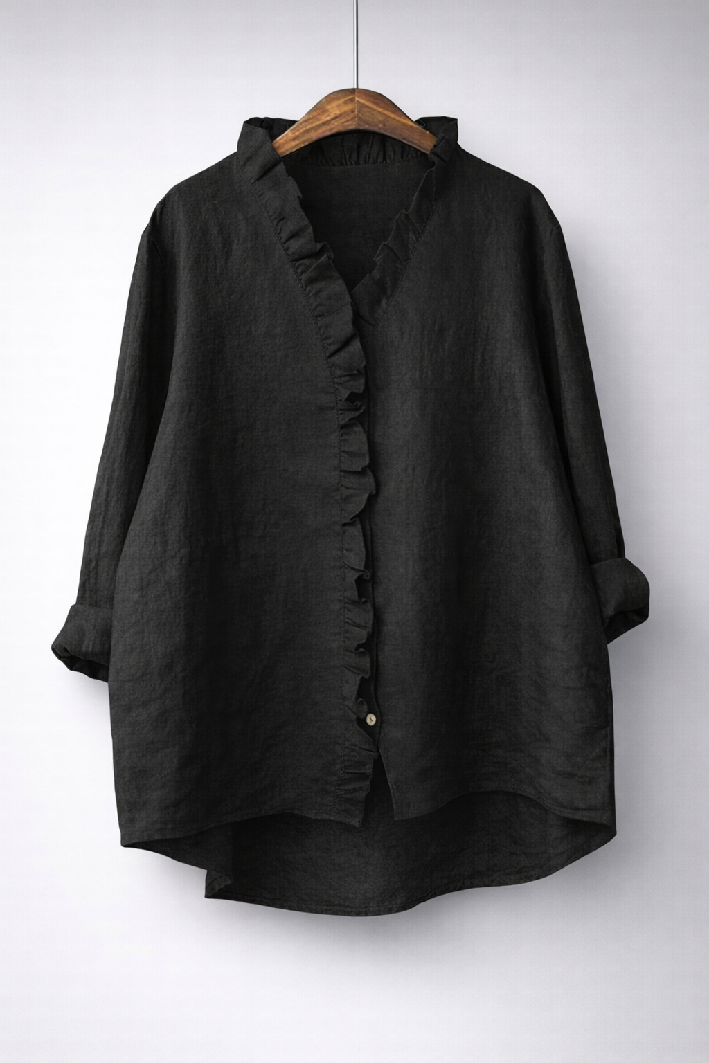 Luisa | Ruffled Linen Blend Shirt