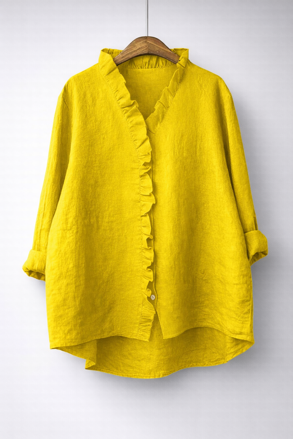 Luisa | Ruffled Linen Blend Shirt