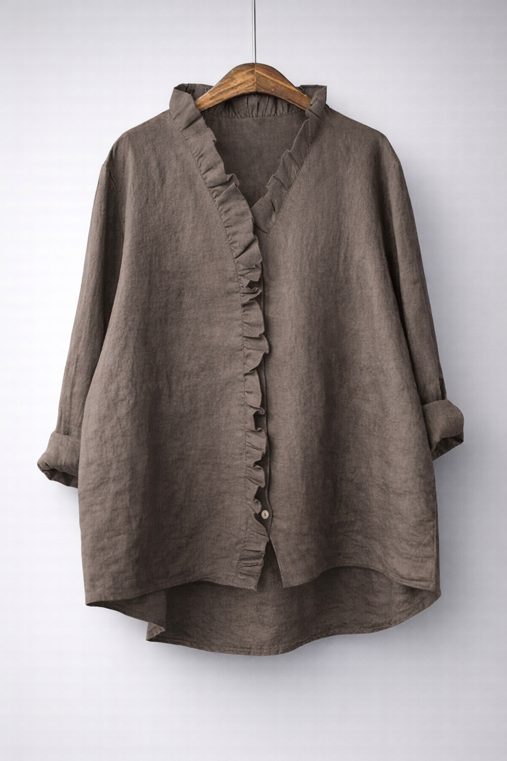 Luisa | Ruffled Linen Blend Shirt