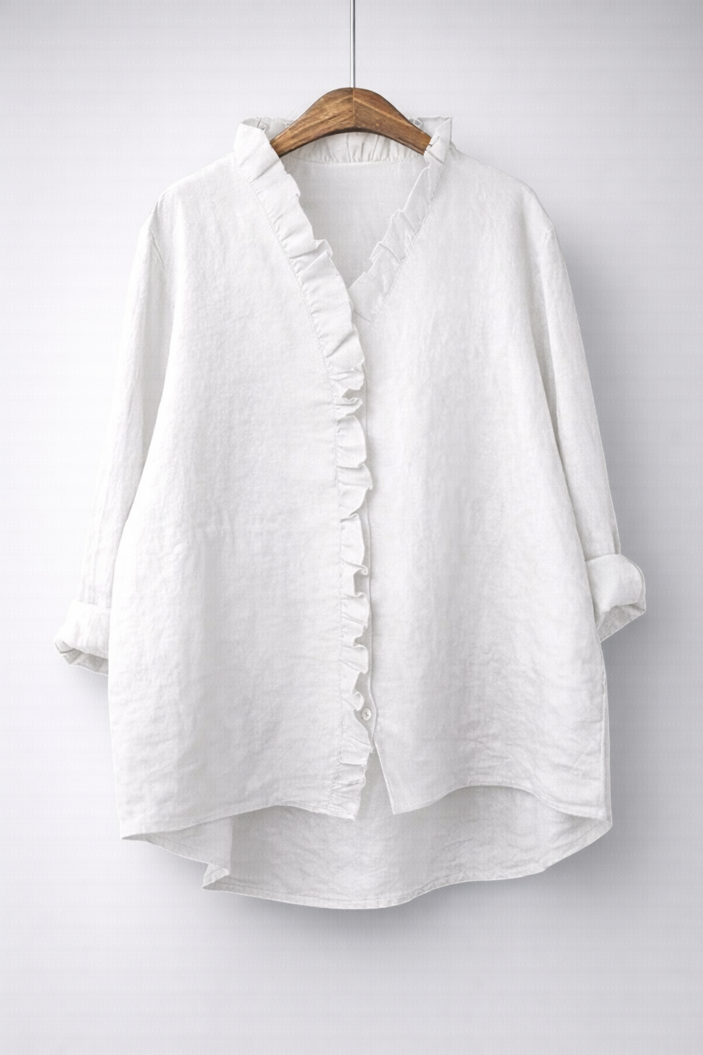 Luisa | Ruffled Linen Blend Shirt