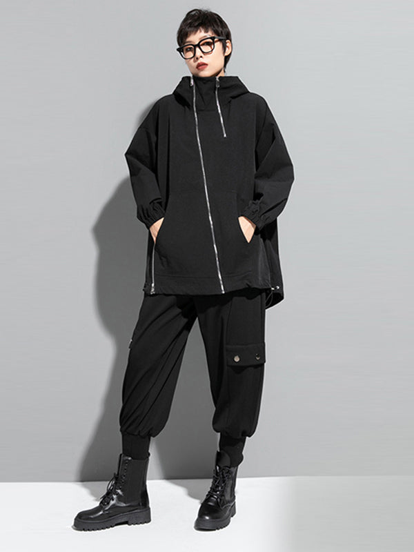 Hooded Zip Relaxed Jacket