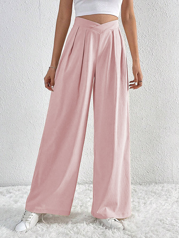 Wide-Leg Pleated Relaxed Pants
