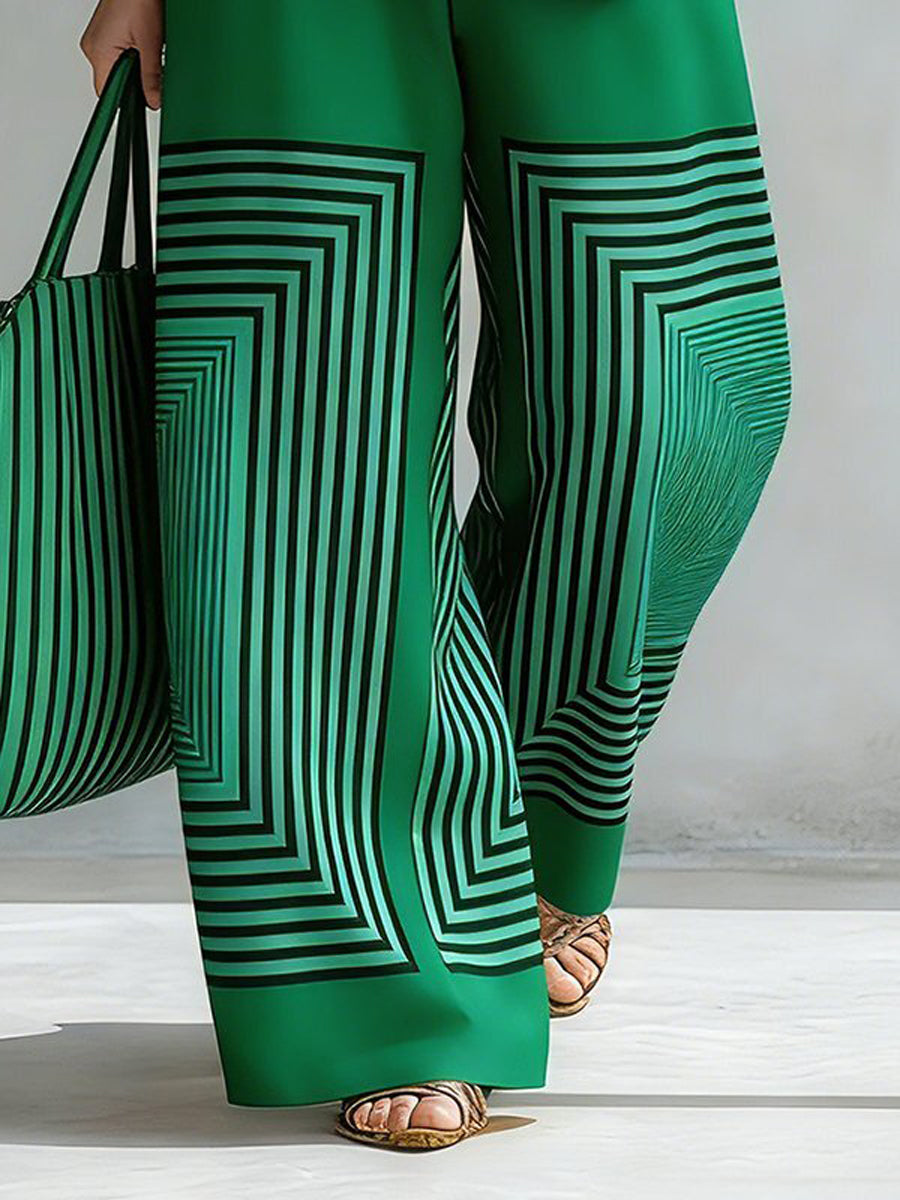 Wide-Leg Pocket Relaxed Contrast Pants