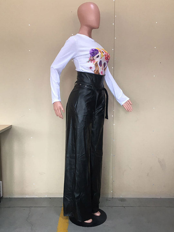 Wide-Leg High-Waist Zip Belted Belt