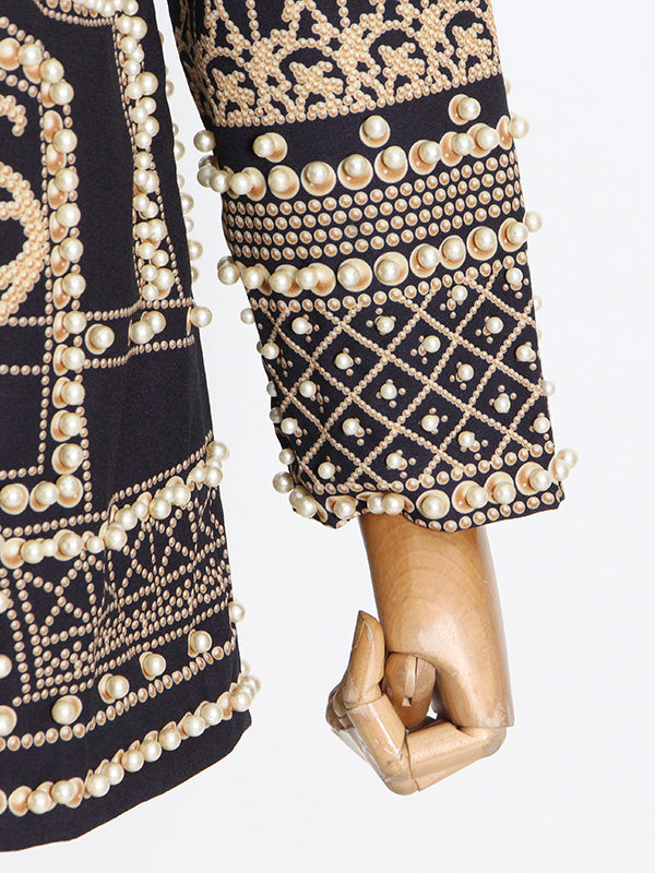 Printed V-Neck Long-Sleeve Relaxed Blazer