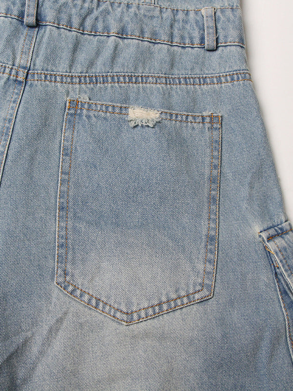 Wide-Leg High-Waist Button-Detail Pocket Jumpsuit